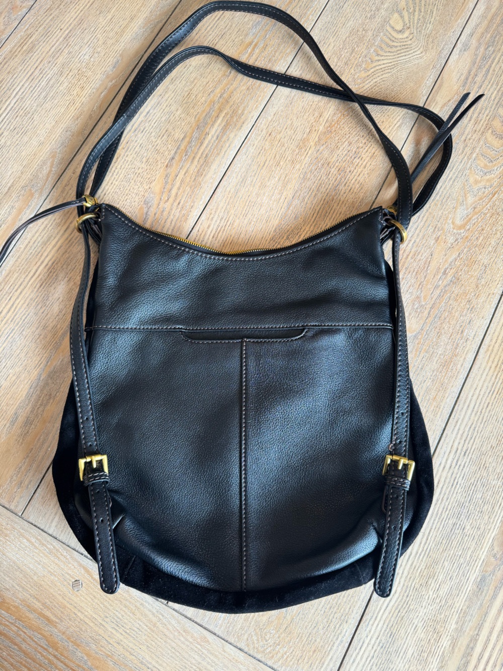 HOBO Merrin Convertible Backpack — Black with Gold Hardware - Picture 9 of 10